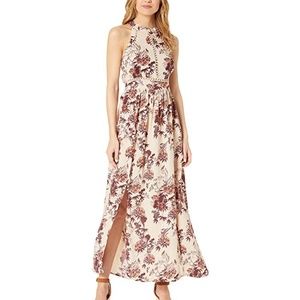 Angie Halter Maxi Dress w/ Lace Insets